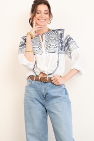 Maison Hotel |  Blouse with embroidery Blanca | blue | Picture 5