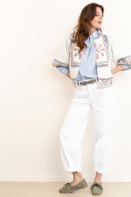 Maison Hotel |  Blouse with embroidery James | blue | Picture 3
