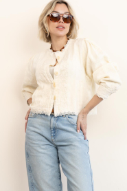 Maison Hotel |  Linen mix jacket with embroidery Otelo | natural | Picture 8