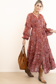 Maison Hotel |  Maxi dress with print Paquita | red | Picture 3