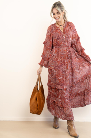Maison Hotel |  Maxi dress with print Paquita | red | Picture 4