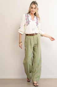 Maison Hotel :  Trousers with embroidery Otto | green - img2