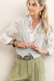 Maison Hotel :  Cotton waistcoat with embroidery Filippo | blue - img4