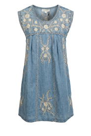 Maison Hotel |  Denim mini dress with embroidery Sylvie | blue | Picture 1