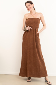 Speezys |  Terry strapless maxi dress Fien | brown | Picture 2