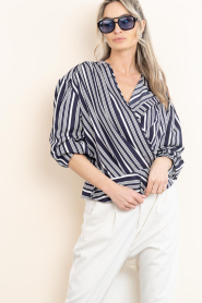 IRO |  Viscose striped top Uliah | dark blue | Picture 4
