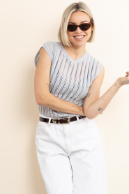 IRO |  Sleevless with mesh lines top Uzelie | grey | Picture 6