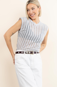 IRO |  Sleevless with mesh lines top Uzelie | grey | Picture 9