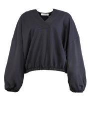 March23 |  Oversized sweater with V-neck Tranquil | dark blue