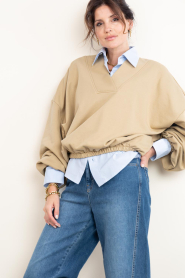 March23 |  Oversized sweater with V-neck Tranquil | beige | Picture 7