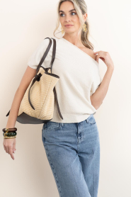 March23 :  Raffia shopper with leather details Si the tote | brown - img4