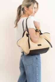 March23 :  Raffia shopper with leather details Si the tote | brown - img6