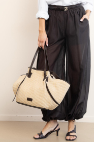 March23 :  Raffia shopper with leather details Si the tote | brown - img3