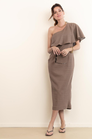 March23 |  Asymmetrical dress breeze | Brown | Picture 2