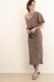March23 |  Asymmetrical dress breeze | Brown | Picture 5