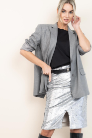 Est'Seven |  Midi skirt with sequins Yousra | silver | Picture 2
