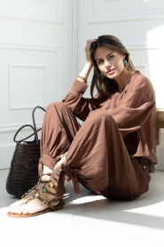 Caryatis |  Leather sandals with stones Ifigeneia | brown | Picture 2