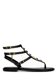 Caryatis |  Leather sandals with stones Ifigeneia | black