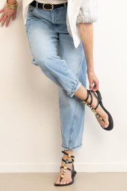 Caryatis |  Leather sandals with stones Ifigeneia | black | Picture 2