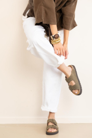 Scholl :  Suede sandals with studs Beatrice | dark green - img2