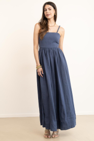 Mr Mood |  Linen maxi dress Mrs Grace | dark blue | Picture 6
