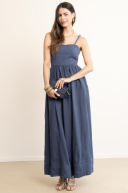 Mr Mood |  Linen maxi dress Mrs Grace | dark blue | Picture 4