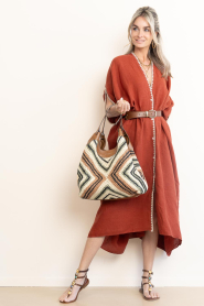 Mr Mood |  Linen kaftan dress Mrs Tulum | red | Picture 3