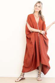Mr Mood |  Linen kaftan dress Mrs Tulum | red | Picture 4