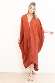 Mr Mood |  Linen kaftan dress Mrs Tulum | red | Picture 5