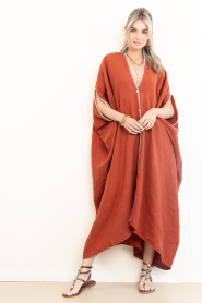 Mr Mood |  Linen kaftan dress Mrs Tulum | red | Picture 6