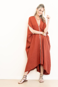 Mr Mood |  Linen kaftan dress Mrs Tulum | red | Picture 7