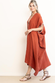 Mr Mood |  Linen kaftan dress Mrs Tulum | red | Picture 8