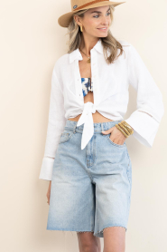 Mr Mood :  Linen tied blouse Mrs Mika | natural - img7