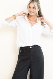 Mr Mood |  Linen openwork blouse Mrs Bianca | natural | Picture 4