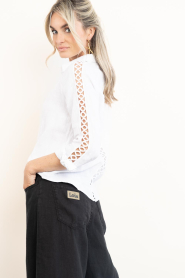 Mr Mood |  Linen openwork blouse Mrs Bianca | natural | Picture 8