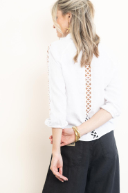 Mr Mood |  Linen openwork blouse Mrs Bianca | natural | Picture 9