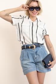 Mr Mood |  Striped linen blouse Mrs Lux | natural | Picture 5