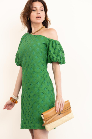 Aaiko |  Jacquard mini dress Doutzen | green | Picture 5