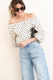 Aaiko |  Off-shoulder top with polkadots Maddy | natural | Picture 2