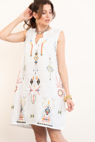 Aether Concept :  Embroidered linen mini dress | white - img5