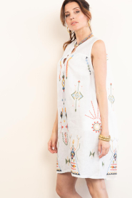 Aether Concept :  Embroidered linen mini dress | white - img6