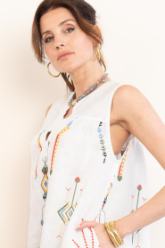 Aether Concept :  Embroidered linen mini dress | white - img8