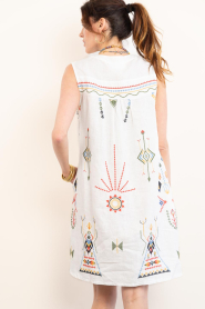 Aether Concept :  Embroidered linen mini dress | white - img7