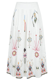 Aether Concept |  Embroidered linen maxi skirt Thera | white | Picture 1