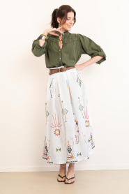 Aether Concept |  Embroidered linen maxi skirt Thera | white | Picture 3