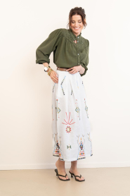 Aether Concept |  Embroidered linen maxi skirt Thera | white | Picture 5
