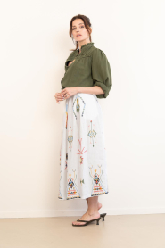 Aether Concept |  Embroidered linen maxi skirt Thera | white | Picture 6