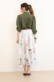 Aether Concept |  Embroidered linen maxi skirt Thera | white | Picture 7