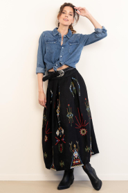 Aether Concept |  Embroidered linen maxi skirt Thera | black | Picture 4