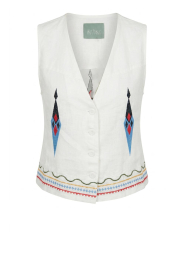 Aether Concept |  Embroidered linen waistcoat Eleni | white